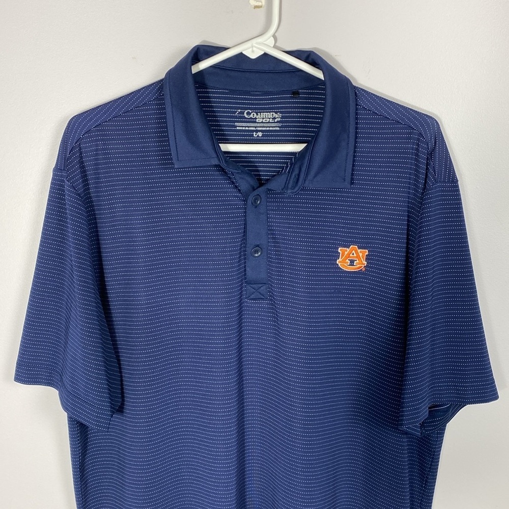 Auburn University Columbia Omni Wick Sunday Polo Golf Shirt Navy size Large